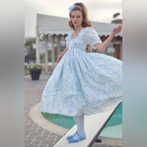 Selkie Blue Floral Maxi Dress